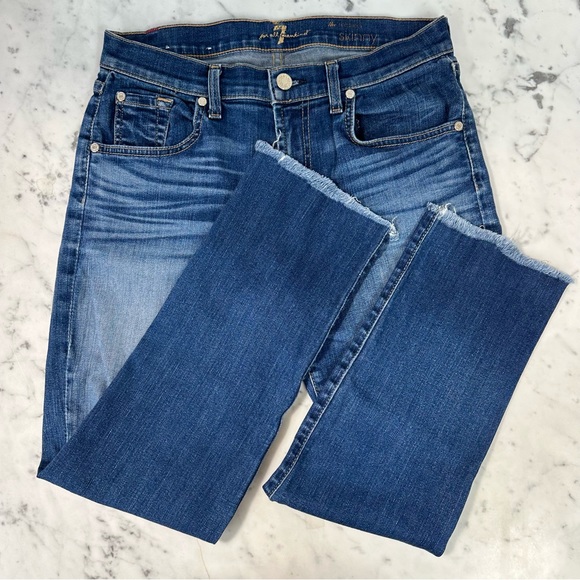 7 FOR ALL MAN KIND Jeans Size 27 The relaxed Skinny Medium Wash Cropped … - Picture 4 of 17